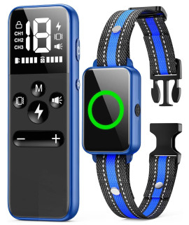 Haoteful Dog Shock Collar with Remote Control 2600FT, Shock Collar for Large Medium Small Dogs 10-120lbs, 3 Modes Beep, Vibration, Static Shock, Security Lock, Waterproof (Blue)