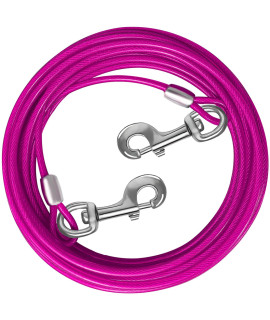 HaiYUAN Dog Tie Out Cable 10/15/20/25/30 FT Dog Runner for Yard Steel Wire Dog Cable with Durable Superior Clips Pink Dog Chains for Outside Dog Lead for Large Dogs Up to 165 lbs