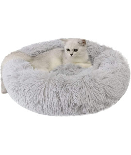 Cat Beds for Indoor Cats - Cat Bed Washable 20/24 inches, Small Dog Beds for Small Dogs, Anti Anxiety Round Fluffy Plush Faux Fur Cat Bed,Thick Bottom Keep Pets Off The Cold Tile