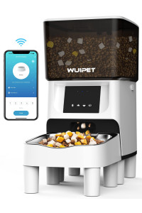 WUIPET Elevated Automatic Cat Feeders - WiFi Enabled Smart Pet Feeder with APP Control for Cats and Dogs - 17 Cups Height Adjustable Pet Dry Food Dispenser with Voice Recorder Up to 10 Meals Per Day