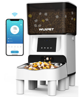 WUIPET Elevated Automatic Cat Feeders - WiFi Enabled Smart Pet Feeder with APP Control for Cats and Dogs - 17 Cups Height Adjustable Pet Dry Food Dispenser with Voice Recorder Up to 10 Meals Per Day