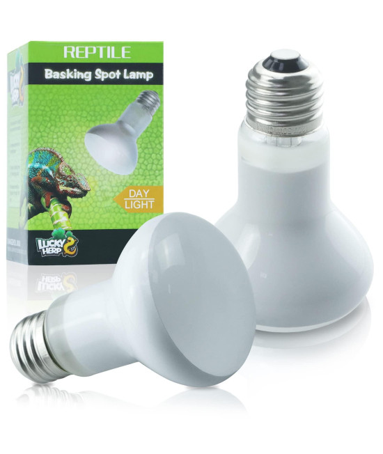 LUCKY HERP 2 Pack 50W Reptile Heat Lamp Bulb (2nd Gen), Amphibian Basking Light Bulb, Reptile Daylight Bulb for Turtle, Bearded Dragon, Lizard Heating Use