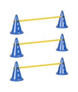 Navaris Dog Agility Equipment Set - cone and Pole for Training and Exercise Jumps - Plastic Dog Agility Beginner course - 6X cones, 3X Poles