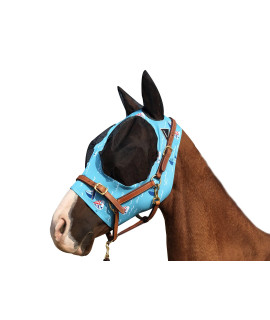 TGW RIDING Horse Fly Mask Super Comfort Horse Fly Mask Elasticity Fly Mask with Ears We Only Make Products That Horses Like (Sky Blue, L)
