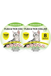 Flea Collar for Cats, Flea and Tick Prevention for Cats, Natural Cat Flea Collar, One Size Fits All, 13 inch 8 Month Protection - 2 Pack