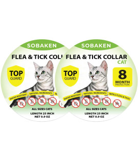 Flea Collar for Cats, Flea and Tick Prevention for Cats, Natural Cat Flea Collar, One Size Fits All, 13 inch 8 Month Protection - 2 Pack