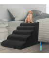 MALOROY 25inch Foam Dog Stairs/Dog Steps for High Beds, Extra Wide Pet Stairs for Small Dogs, Non-Slip Pet Dog Ramp/Ladder for Older Dogs/Cats Injured, Easy Carry with Sturdy Handle,Black