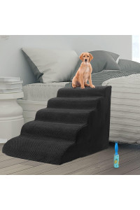 MALOROY 25inch Foam Dog Stairs/Dog Steps for High Beds, Extra Wide Pet Stairs for Small Dogs, Non-Slip Pet Dog Ramp/Ladder for Older Dogs/Cats Injured, Easy Carry with Sturdy Handle,Black