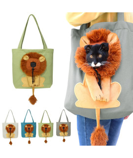 Pet Canvas Shoulder Carrying Bag, Cute Lion-Shaped Pet Canvas Shoulder Bag Cat Carrier, Portable Cats Small Pet Canvas Tote Chest Bag, Pet Carrier for Small Dogs and Cats Pet Supplies