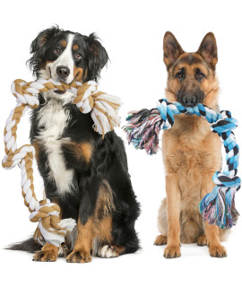 Two Extra Large Dog Toys Rope For Aggressive Chewers - 29 Inch+23 Inch Tough 100% Non -Dye Cotton Rope Chew Toys For Large Dogs, Indestructible Rope For Large And Medium Breed Dog Tug Of War Dog Toy