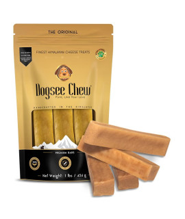 Dogsee Chews Large 1 lb 100% Natural Yak Chews Smoke Dried Long Lasting Healthy Treats for Aggressive Chewers Helps Fight Plaque & Tartar (4 Bars)