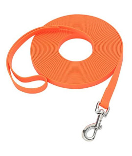 Waterproof Long Leash Durable Dog Recall Training Lead Great for Outdoor Hiking, Training, Yard, Beach and Swimming (Orange, 30ft)