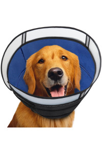 INKZOO Dog Cone Collar for After Surgery, Soft Pet Recovery Collar for Dogs and Cats, Adjustable Cone Collar Protective Collar for Large Medium Small Dogs Wound Healing (Black & Blue, Large)