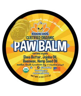 Bodhi Dog Paw Balm USDA Certified Organic Natural Soothing & Healing for Dry Cracking Rough Pet Skin Protect & Restore Cracked and Chapped Dog Paws Better Than Paw Wax (4oz)