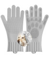 VavoPaw Pet Bath Massage Gloves, Dog Pet Grooming Bathing Shampoo Gloves with High Density Teeth, Heat Resistant Silicone Pet Hair Remover Brush for Cats Dogs Rabbits, Gray