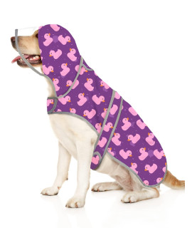 HDE Dog Raincoat with Clear Hood Poncho Rain Jacket for Small Medium Large Dogs Ducks Purple - 3XL