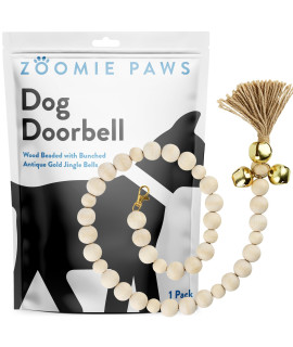 Zoomie Paws Hanging Door Bells for Potty Training - Decorative Dog Door Bells for Door, Puppy Supplies for Pets, Dogs, & Puppies, Pet Supplies, Doggy Bells Potty Training Accessories, 1 Pack (Gold)