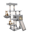 NEGTTE Cat Tree Cat Tower for Indoor Cats, 50inches Multi-Level Cat Condo with Sisal Scratching Posts, Perch &Basket for Cats Kitten Play House (Light Grey)