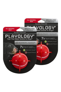 Playology Dog Balls for Medium and Large Dog Breeds (10lbs & Up) 2-Pack - Dog Ball for Aggressive Chewers - Squeaky Toy, Engaging All-Natural Beef Scented - Non-Toxic Rubber Dog Ball Toys