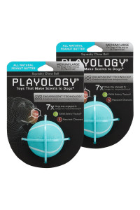 Playology Dog Balls for Medium and Large Dog Breeds (10lbs & Up) 2-Pack - Dog Ball for Aggressive Chewers - Squeaky Toy, Engaging All-NaturalPeanut Butter Scented - Non-Toxic Rubber Balls