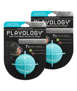 Playology Dog Balls for Medium and Large Dog Breeds (10lbs & Up) 2-Pack - Dog Ball for Aggressive Chewers - Squeaky Toy, Engaging All-NaturalPeanut Butter Scented - Non-Toxic Rubber Balls