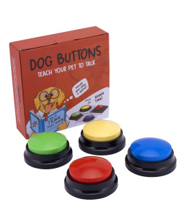 Dog Buttons for Communication - Talking Pet Button Set - Teach Dogs to Communicate - Train Pets with Recordable Voice Commands - Connect, Bond & Have Fun - Colorful Behaviour Aids for Puppies