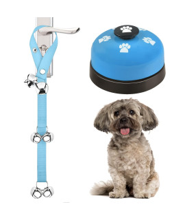 JIMEJV 2 Pack Dog Doorbells, Pet Training Bells for Go Outside Potty Training and Communication Device Large Loud Dog Bell Cat Puppy Interactive Toys Adjustable Strap Door Bell (Light Blue)