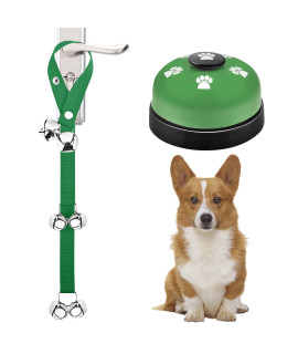 JIMEJV 2 Pack Dog Doorbells, Pet Training Bells for Go Outside Potty Training and Communication Device Large Loud Dog Bell Cat Puppy Interactive Toys Adjustable Strap Door Bell (Green)