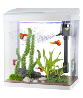 PONDON Betta Fish Tank, 3 gallon glass Aquarium, 3 in 1 Fish Tank with Filter and Light, Desktop Small Fish Tank for Betta Fish, guppies, goldfish