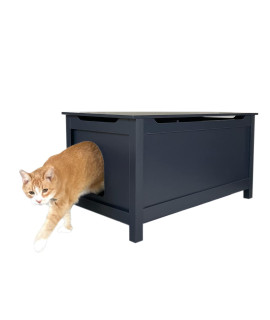 Parker Designer Catbox Cat Litter Box Enclosure, Hidden Dog-Proof Pet Furniture with Cover, Elegant Covered Odor Contained for Large Cats, Cat Litter Box Furniture With Lid, Cat Litter Boxes, Charcoal