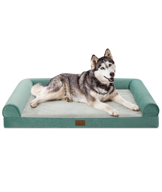 Lazy Lush Orthopedic Dog Bed for Large Dogs, Waterproof Dog Sofa Bolster Bed Plush Comfy Pet Couch Bed with Egg Crate Foam and Removable Cover, Washable Dog Bed