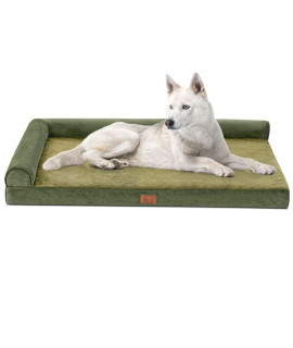 Lazy Lush Bolster Dog Bed for Extra Large Dogs, Memory Foam Orthopedic L-Shape Dog beds with Removable Washable Cover, Cozy Plush Dog Sofa, pet Bed with Waterproof Lining and Nonskid Bottomey