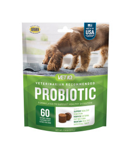 VetIQ Probiotic Supplement for Dogs, Digestive Support for Dogs, Nourishes Gut Bacteria and Supports Bowel Function, Hickory Smoke Flavor, 60 Count