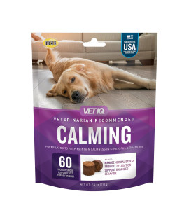 VetIQ Calming Support Supplement for Dogs, Calming Chews Help Manage Stress and Promote Relaxation, Anxiety Relief for Dogs, 60 Count