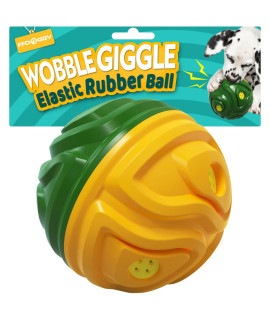 Dog Giggle Ball Interactive Squeaky Toys Puppy Wobble Wag Talking Balls for Small/Medium Chewers Durable Rubber Fun Sounds When Rolled or Shaken Best Toy with Squeaker to Keep Them Busy Doggy Gift LB