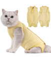 Avont Cat Recovery Suit - Kitten Onesie for Cats After Surgery, Cone of Shame Alternative Surgical Spay Suit for Female Cat, Post-Surgery or Skin Diseases Protection -Yellow(L)