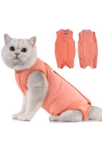 Avont Cat Recovery Suit - Kitten Onesie for Cats After Surgery, Cone of Shame Alternative Surgical Spay Suit for Female Cat, Post-Surgery or Skin Diseases Protection -Coral(S)