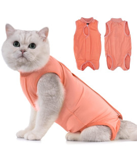 Avont Cat Recovery Suit - Kitten Onesie for Cats After Surgery, Cone of Shame Alternative Surgical Spay Suit for Female Cat, Post-Surgery or Skin Diseases Protection -Coral(M)