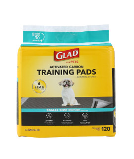 Glad for Pets Activated Charcoal Dog Training Pads, Small Size 17.5 x 23.5 Odor Absorbing, Pee Pads for Dogs Perfect for Training New Puppies, Grey, 120 Count
