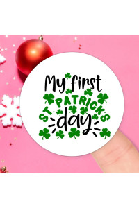 50 PcS My First St Patricks Day with green Lucky Shamrock Stickers 2in Happy St gift Stickers Round Tag Envelope Seals for Laptop Bottle Bags StPatricks Day gifts for girls Kids Men Women
