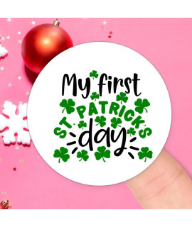50 PcS My First St Patricks Day with green Lucky Shamrock Stickers 2in Happy St gift Stickers Round Tag Envelope Seals for Laptop Bottle Bags StPatricks Day gifts for girls Kids Men Women