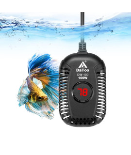 DaToo Small Aquarium Heater 100W Mini Fish Tank Heater 100 Watt Submersible with LED Temperature Display