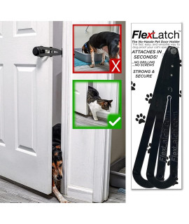 FlexLatch cat Door Holder Latch - Black cat Door Alternative Installs Fast Flex Latch Strap Lets cats in and Keeps Dogs Out of Litter Food Safe Baby Proof One Piece Extra Easy, Double Black