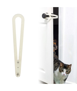 FlexLatch Cat Door Holder Latch - Cat Door Alternative Installs Fast Flex Latch Strap Let's Cats in and Keeps Dogs Out of Litter & Food. Safe Baby Proof One Piece Extra Easy, Double XL White
