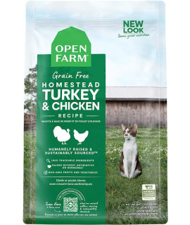 Open Farm Homestead Turkey & Chicken Grain-Free Dry Cat Food, Wild-Caught Fish Recipe with Non-GMO Superfoods and No Artificial Flavors or Preservatives, 2 lbs