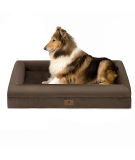 Hygge Hush Summer Waterproof Dog Bed, Washable Dog Bed with Removable Cover and Bolster, Orthopedic Dog Bed with Nonskid Bottom (X Large / 42x30, Brown)