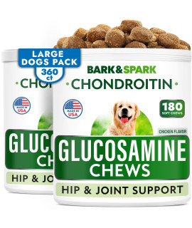 Glucosamine Chondroitin Dog Hip & Joint Supplement - Joint Pain Relief - Hip & Joint Chews for Dogs - Joint Support Large Breed - Senior Doggie Vitamin Pills Joint Health - (360 Treats - Chicken)