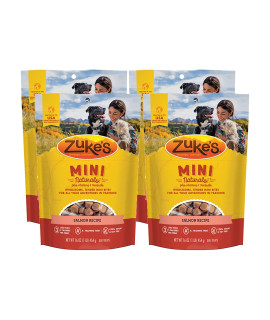 Zuke's Mini Naturals Dog Training Treats, Salmon Recipe, Soft Mini Dog Treats with Vitamins & Minerals, Made for All Breed Sizes, Salmon, 16 Ounce (Pack of 4)