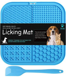 Licking Mat for Dogs & Cats, Diswasher-Safe Slow Feeder Lick Pat with Non-Slip Design, Feeding Mat Anxiety Relief for Butter Food Yogurt Peanut, Pets Bathing Grooming Training Mat, Non-Toxic