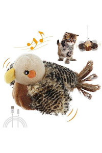 PETGEEK Gigwi Cat Toys Rechargeable Flapping Bird with SilverVine Catnip, Lifelike Quack Chirping, Beating Wings Cat Kicker Toys, Automatic Interactive Cat Toy Touch Activated Plush Kitten Toy (Bird)
